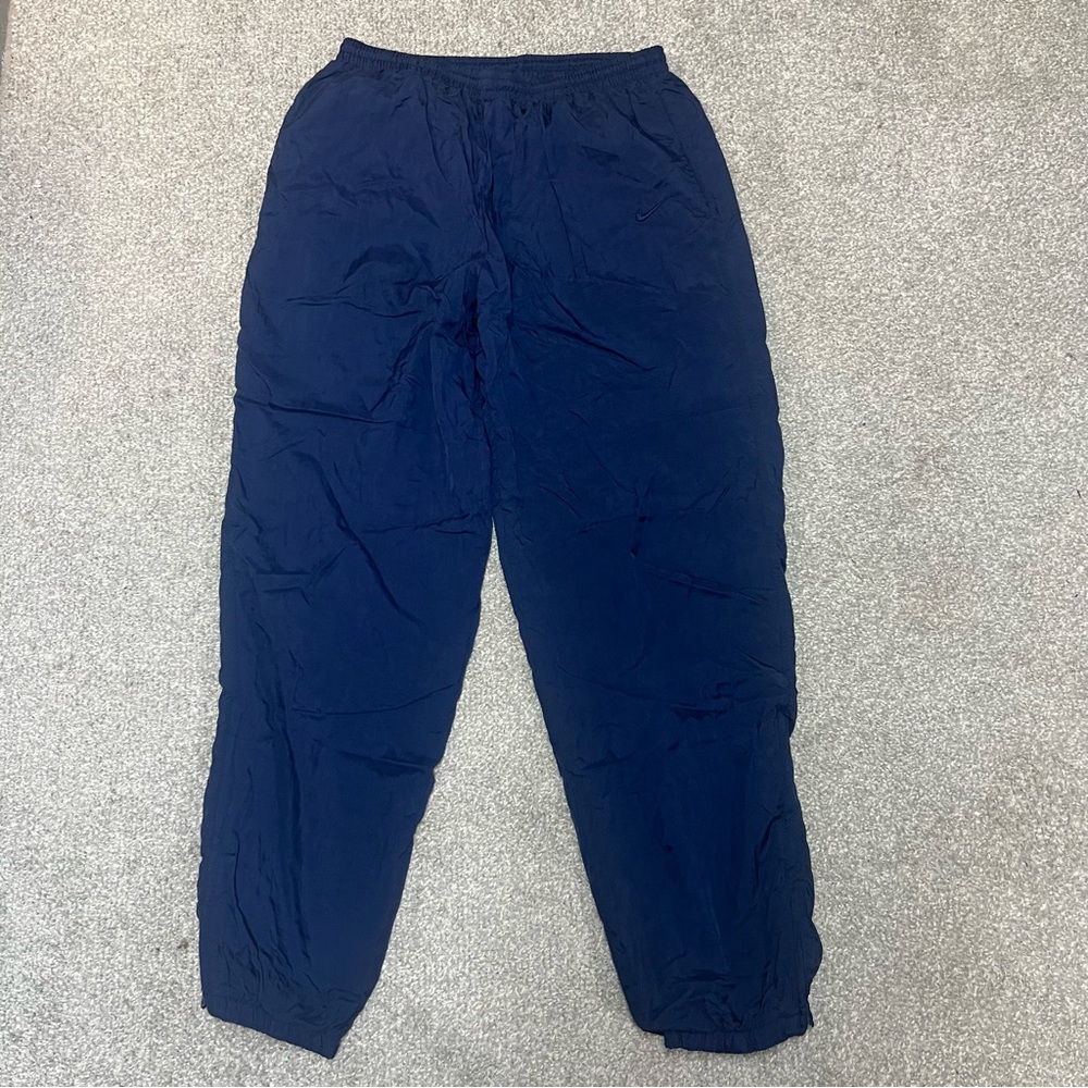 Vtg Nike Pants Mens Large Navy Blue Windbreaker Lined Track 90s Y2K Baggy